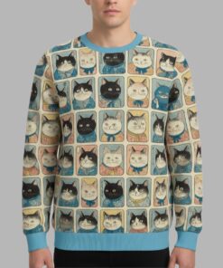 Alternative view of Many Cats Are Watching You Christmas Ugly Sweater
