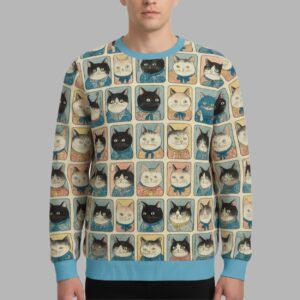 Alternative view of Many Cats Are Watching You Christmas Ugly Sweater - gullprint.com