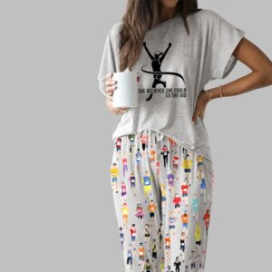 Marathon Runner Watercolor Casual Pajama Set For Women