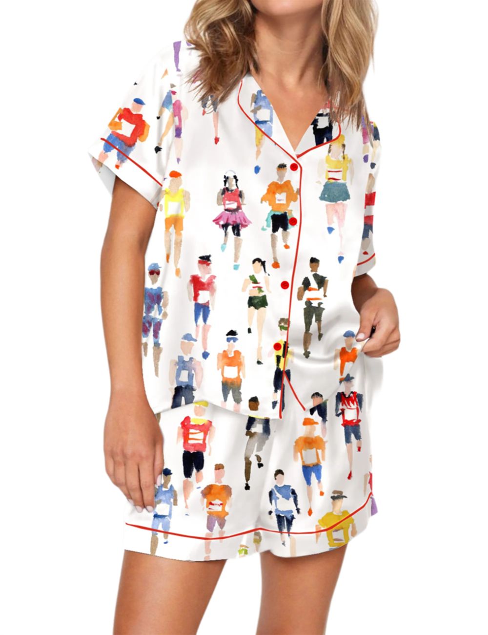 Marathon Runner Watercolor Pajama Set