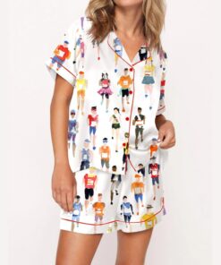 Marathon Runner Watercolor Silky Satin Pajama Set