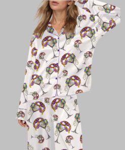 Mardi Gras Cocktail Party Satin Pajama Set