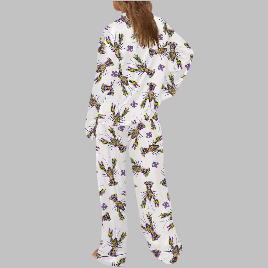 Mardi Gras Crawfish Satin Pajama Set - Image 3