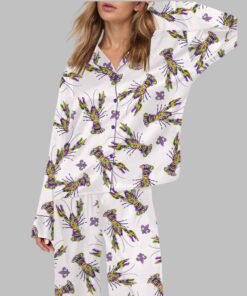 Mardi Gras Crawfish Satin Pajama Set