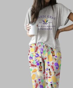 Mardi Gras LOUISIANA Casual Pajama Set For Women