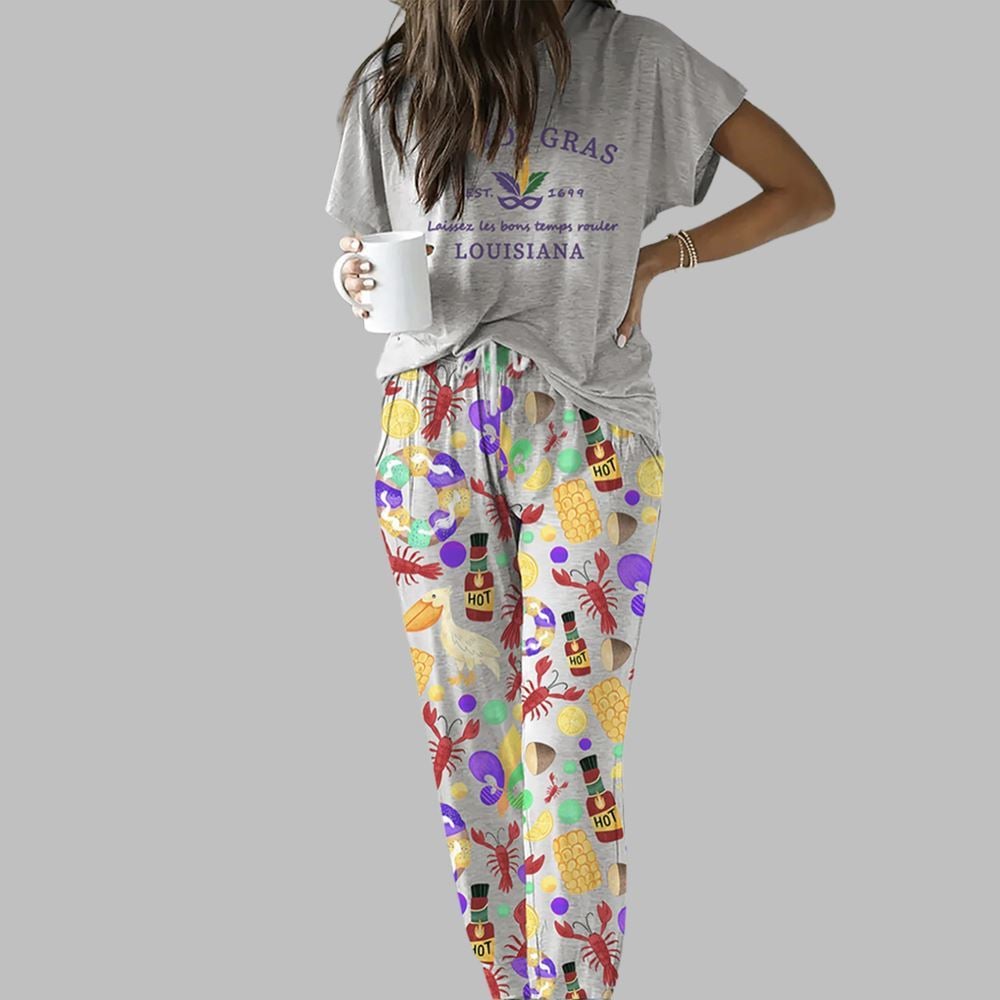 Mardi Gras LOUISIANA Casual Pajama Set For Women - Image 2