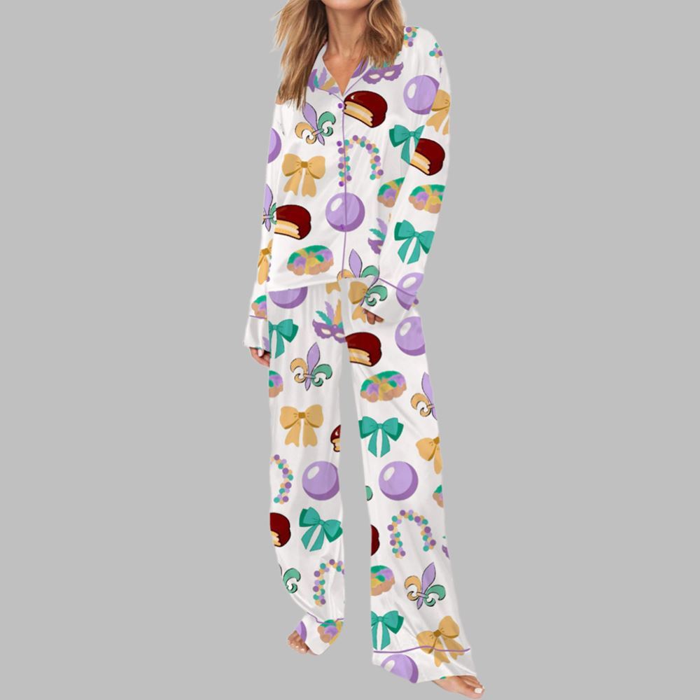 Mardi Gras Louisiana Pajama Set For Women - Image 3
