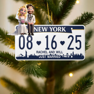 Alternative view of Married Couple License Plate Ornament - Personalized Gifts For Couple 03nati030925