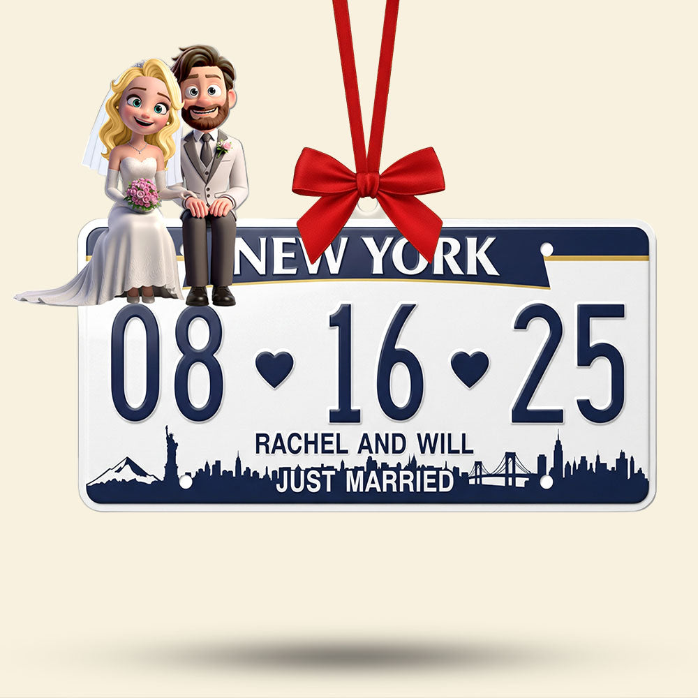 Married Couple License Plate Ornament - Personalized Gifts For Couple 03nati030925 - Image 4