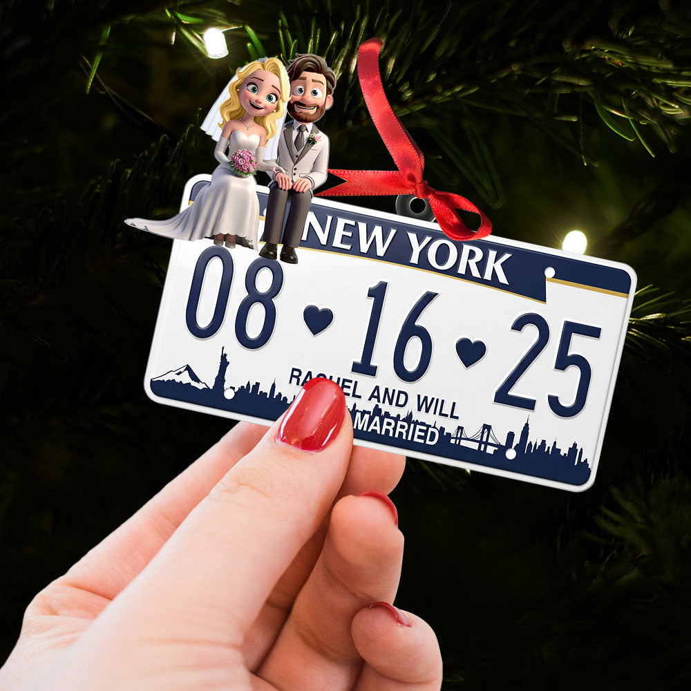 Married Couple License Plate Ornament - Personalized Gifts For Couple 03nati030925 - Image 3