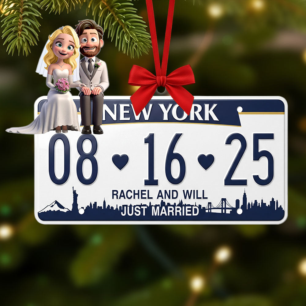 Married Couple License Plate Ornament - Personalized Gifts For Couple 03nati030925