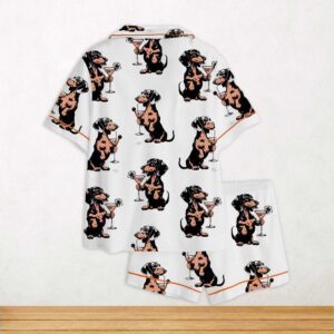 Alternative view of Martini Cocktail Lover Dachshund Cocktail Weenies Short Sleeve Satin Pajama Set For Women