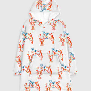 Martini Lobster Fisherman Aesthetic Lobster Cocktail Summer Martini Flannel Blanket Hoodie