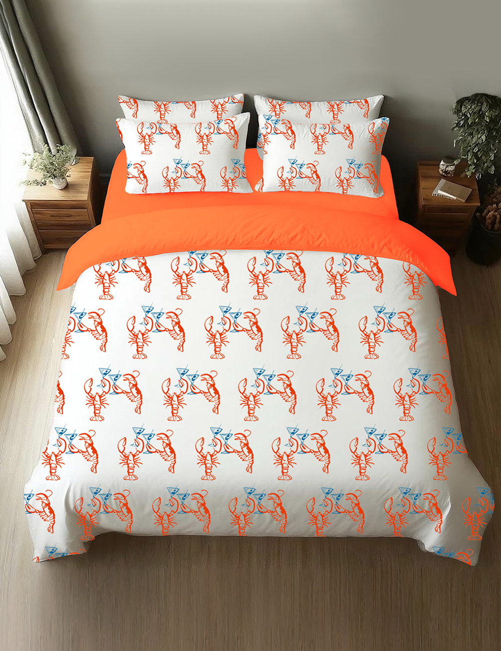 Martini Lobster Fisherman Aesthetic Lobster Cocktail Summer Martini Four-Piece Bedding Set