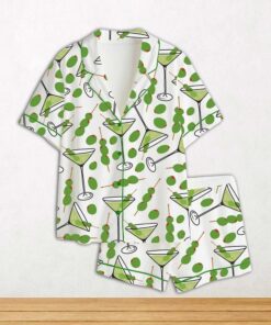 Martini Short Sleeve Satin Pajama Set For Women