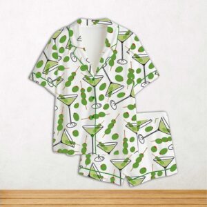 Martini Short Sleeve Satin Pajama Set For Women