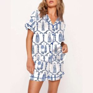 Alternative view of Mary Apparition Catholic Blue & White Pajama Set