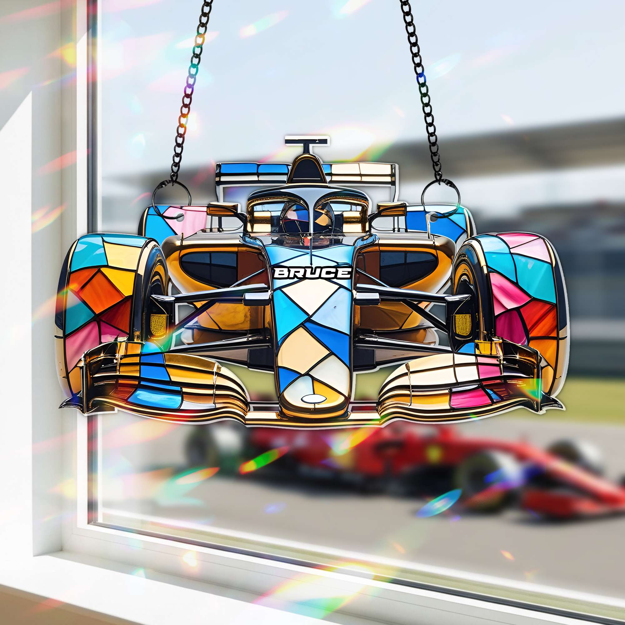 Master The Speed Suncatcher Ornament Personalized Gifts For Auto Racing Fans 03TGLU230725 - Image 3