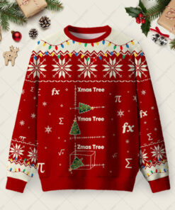 Math Christmas Tree Ugly Christmas Fuzzy Fleece Sweatshirt