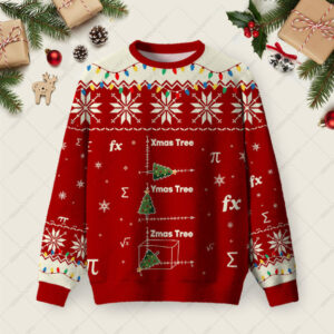 Math Christmas Tree Ugly Christmas Fuzzy Fleece Sweatshirt