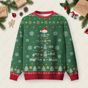 Math Merry Xmas Tree Green Ugly Christmas Fuzzy Fleece Sweatshirt