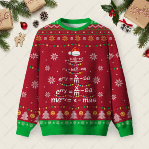 Math Merry Xmas Tree Red Ugly Christmas Fuzzy Fleece Sweatshirt