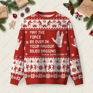 May The Force Ugly Christmas Fuzzy Fleece Sweatshirt