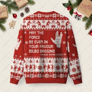 Alternative view of May The Force Ugly Christmas Fuzzy Fleece Sweatshirt