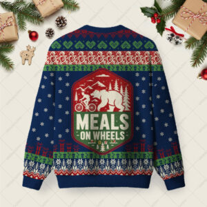Alternative view of Meals On Wheels Ugly Christmas Fuzzy Fleece Sweatshirt