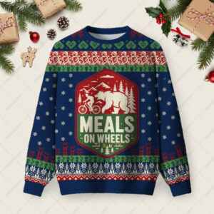 Meals On Wheels Ugly Christmas Fuzzy Fleece Sweatshirt
