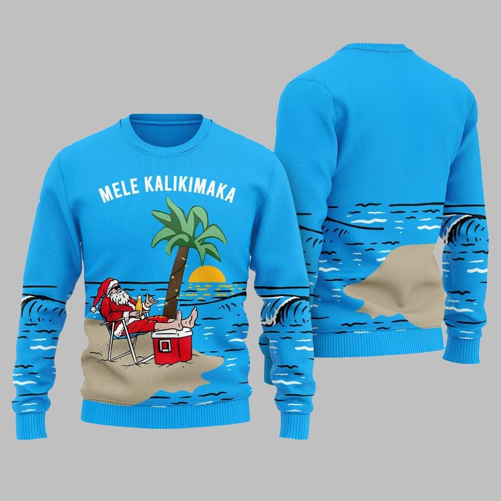 Mele Kalikimaka Hawaiian Ugly Sweater Christmas 2025 - Grishko.com