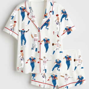 Men's America Football Jersey Short Sleeve Satin Pajama Set