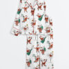 Menâ€™s Christmas Santa Martini Cocktail Mid Century Modern Cocktail Long Sleeve Satin Pajama Set