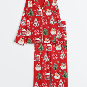 Alternative view of Men's Retro Coquette Christmas Satin Family Pajamas Set