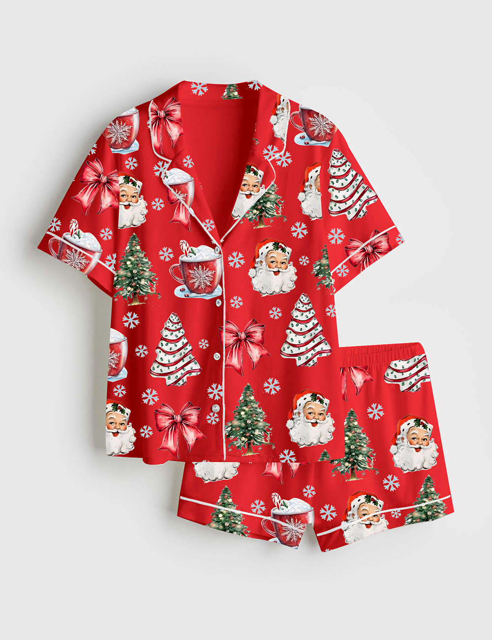 Men's Retro Coquette Christmas Satin Family Pajamas Set