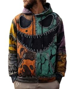 Men's Vintage Casual Halloween Horror Art Hoodie
