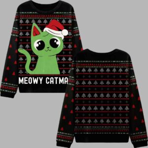 Alternative view of Meowy catmas Ugly Christmas Sweater - gullprint.com