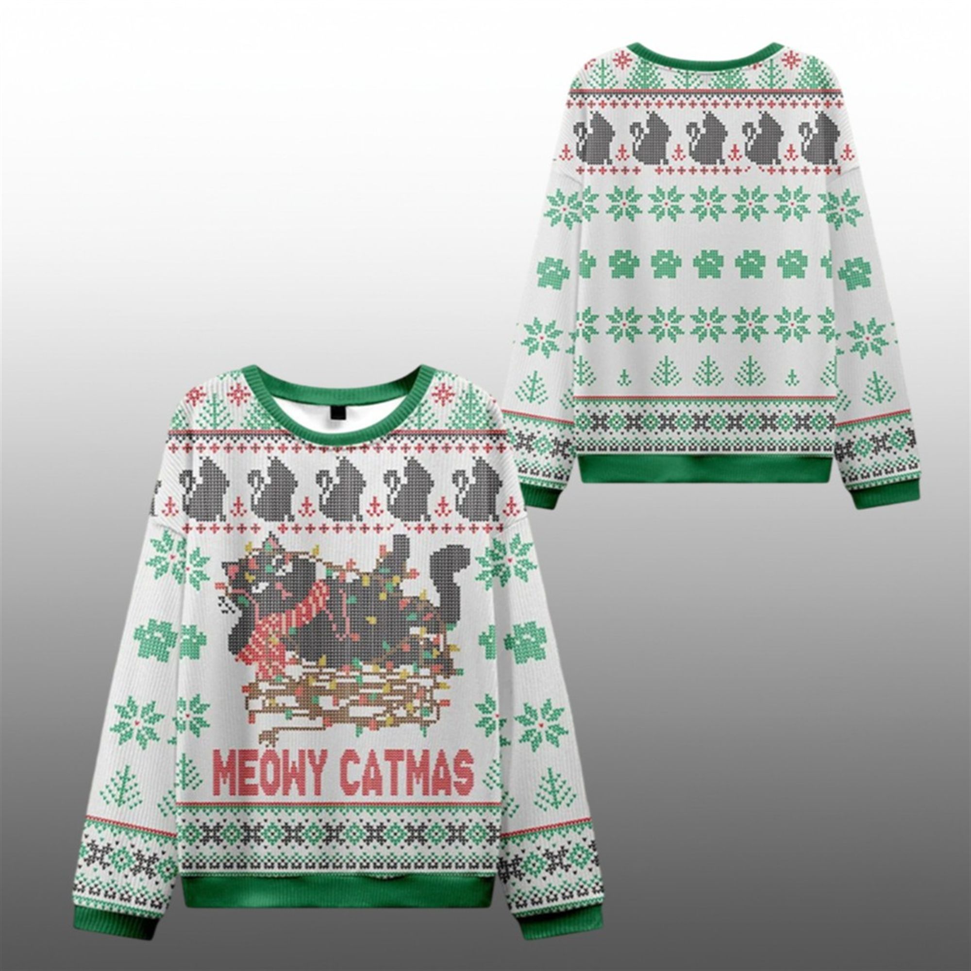 Meowy Catmas Ugly Sweater 2025 Christmas - Grishko.com