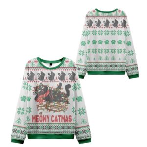 Alternative view of Meowy Catmas Ugly Sweater 2025 Christmas - Grishko.com