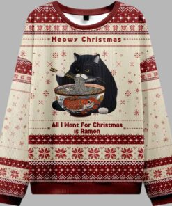 Alternative view of Meowy Christmas Ramen Ugly Christmas Sweater