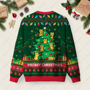 Alternative view of Meowy Christmas Ugly Christmas Fuzzy Fleece Sweatshirt
