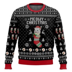 Meowy Christmas Woman Yelling At A Cat Meme Ugly Christmas Sweater