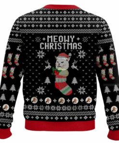 Alternative view of Meowy Christmas Woman Yelling At A Cat Meme Ugly Christmas Sweater