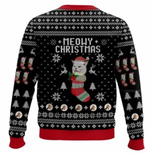 Alternative view of Meowy Christmas Woman Yelling At A Cat Meme Ugly Christmas Sweater