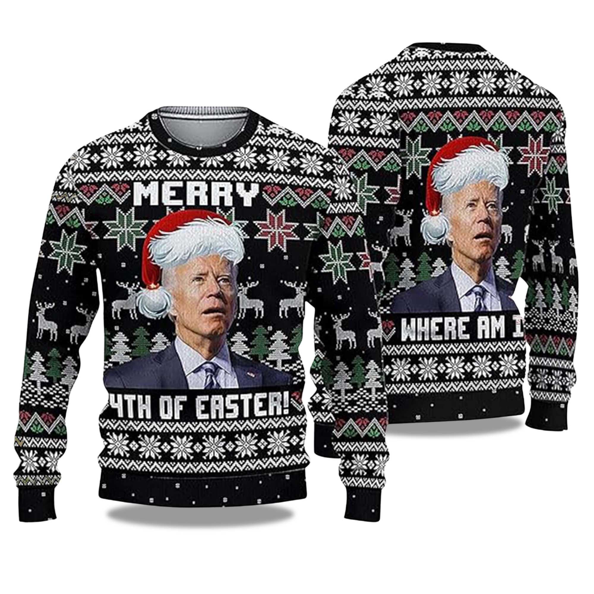 Merry 4th Easter Joe Biden Ugly Christmas Sweater
