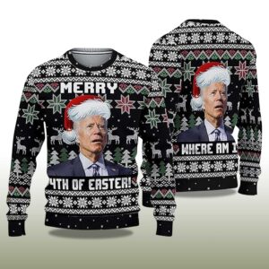Alternative view of Merry 4th Easter Joe Biden Ugly Christmas Sweater