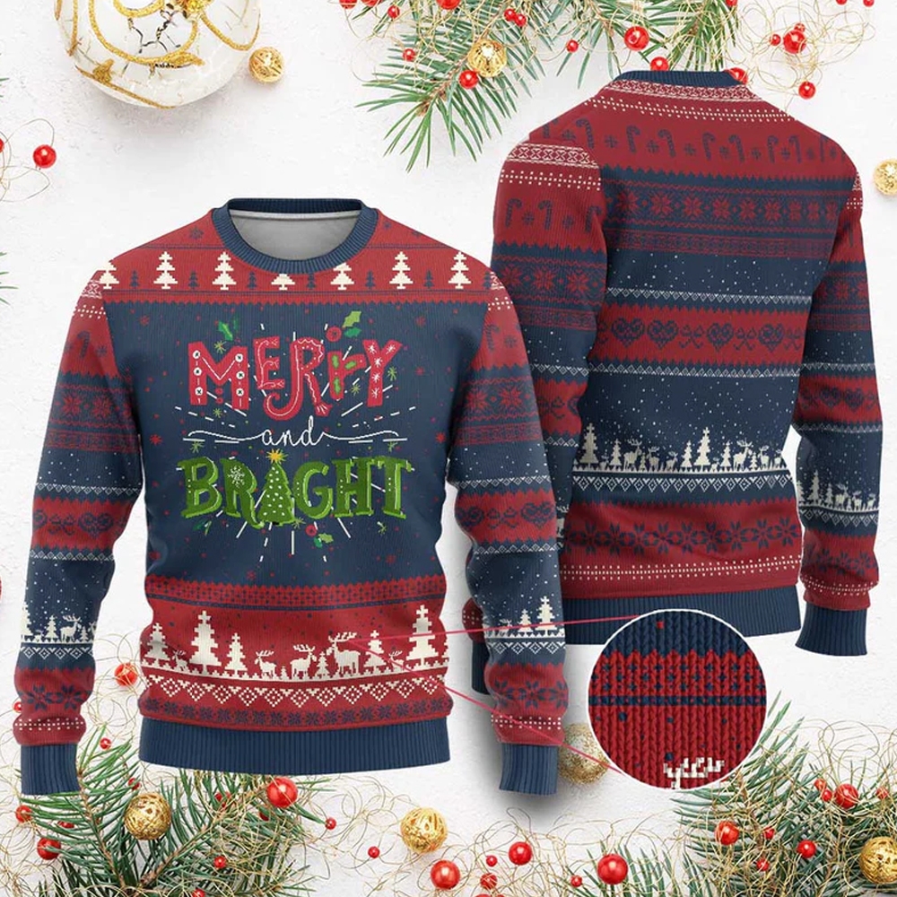Merry And Bright Ugly Christmas Sweater - Grishko.com