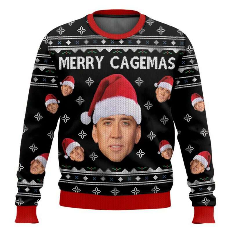 Merry Cagemas Nicolas Cage Christmas Ugly Sweater