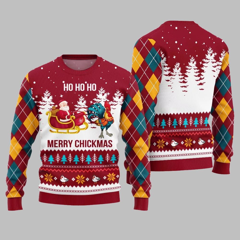 Merry Chickmas Santa Ugly Sweater Christmas 2025 - Image 4