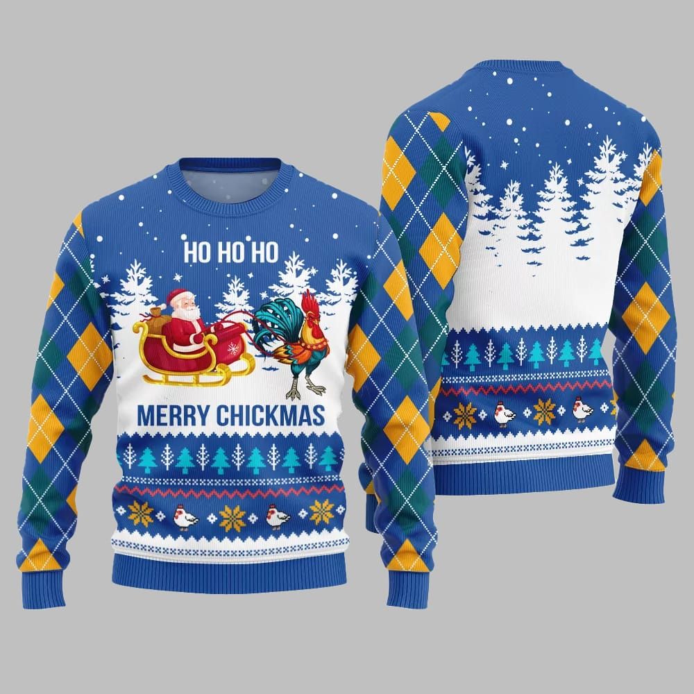 Merry Chickmas Santa Ugly Sweater Christmas 2025 - Image 3